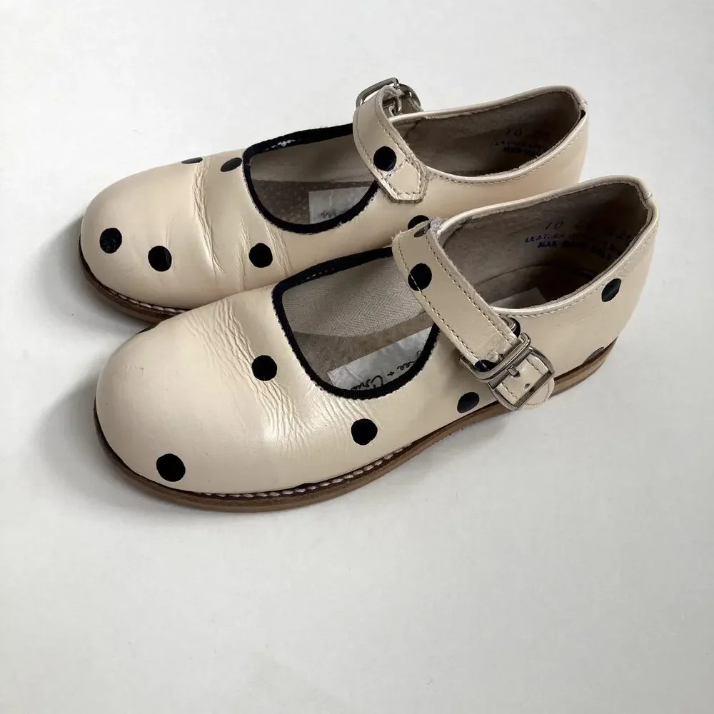 Mon Petit Shoes x Rylee Cru Polka Dot Mary Janes - Cream Black - 10
